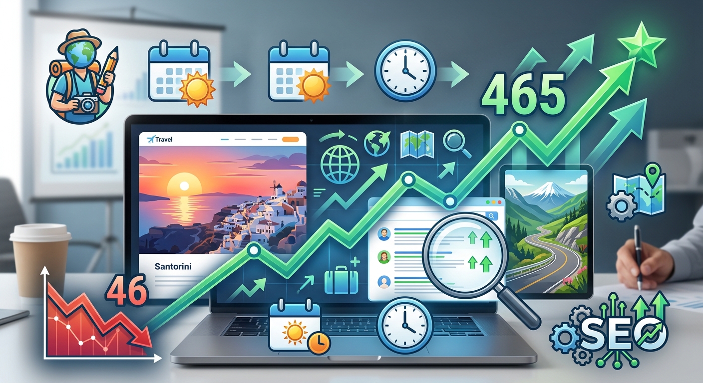 Case Study: Travel Designer da 46 a 465 clic organici a trimestre con sito nuovo e SEO 4 case- study seo travel designer